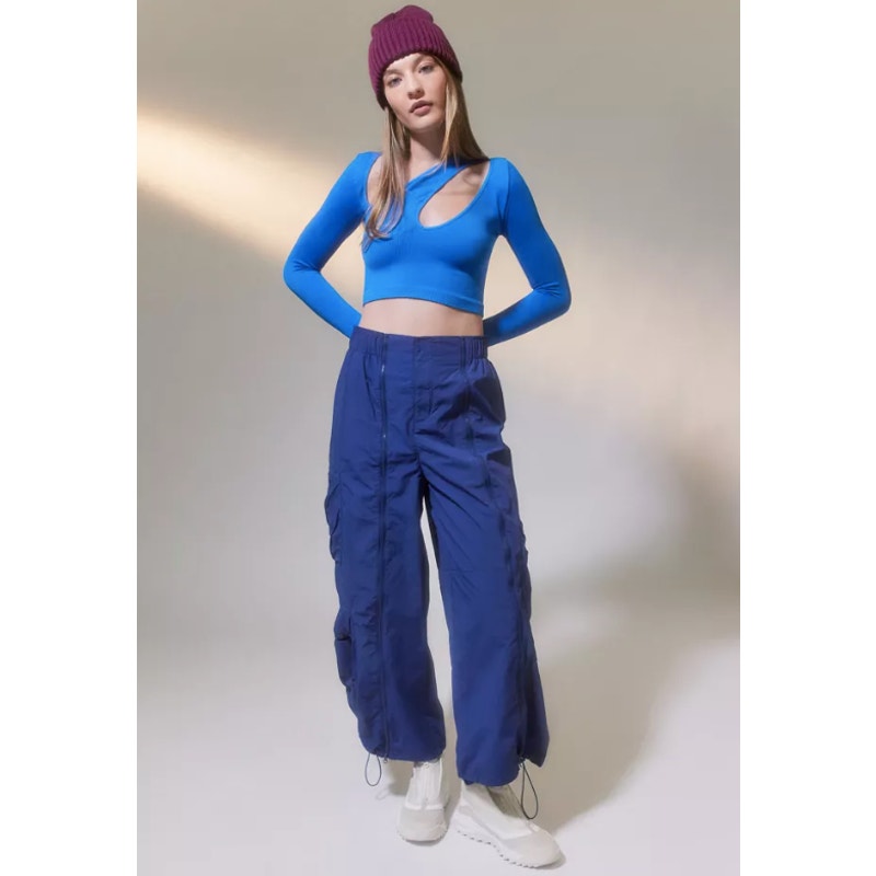 Nwt Urban Outfitters Out From Under Heat Lightning Cut Out Seamless Top Blue